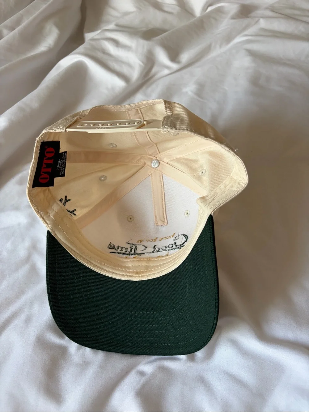 OTTO Cream and Dark Green 'Good Time' Baseball Cap